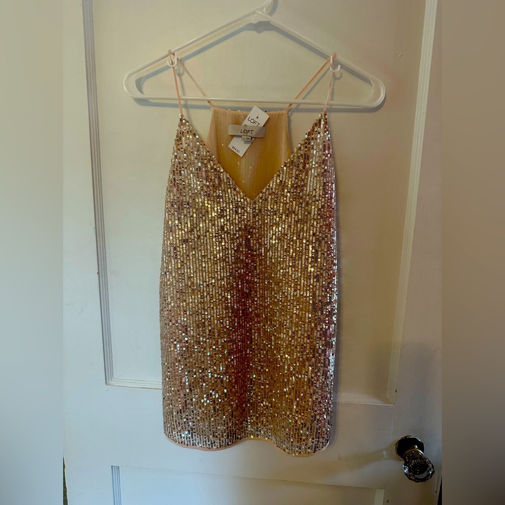 Loft sequin cami in a pale pink NWT  size S